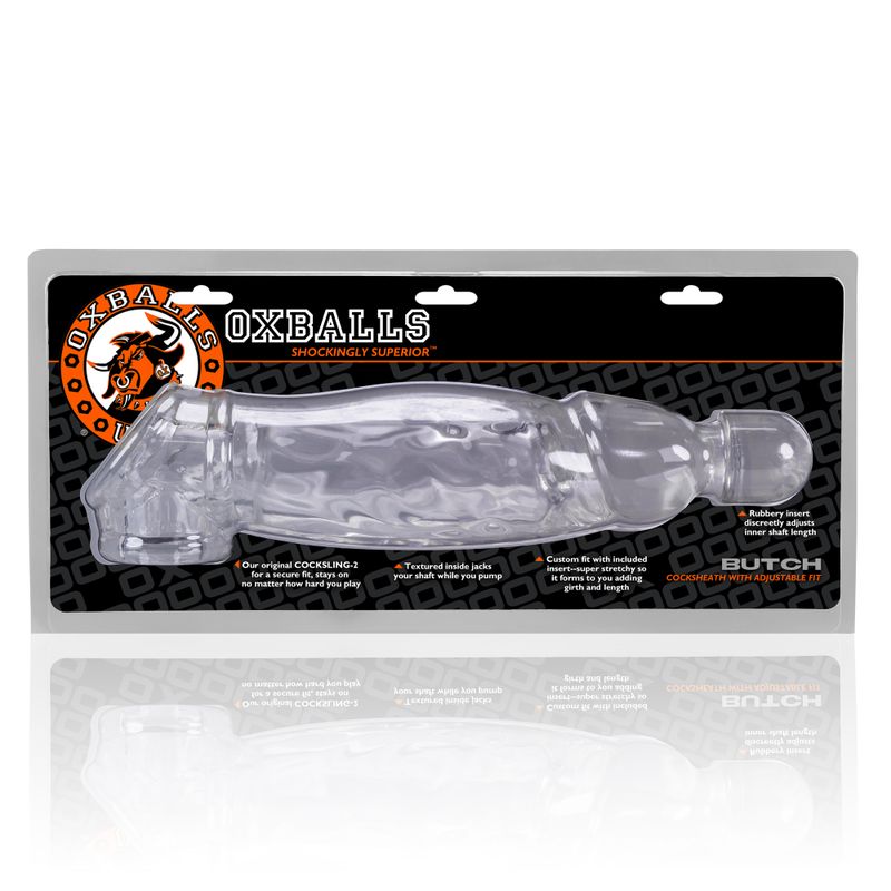 Butch Cocksheath Clear 8.5 Inch Length Enhanced Girth Sleeve > Sex Toys For Men > Penis Sleeves