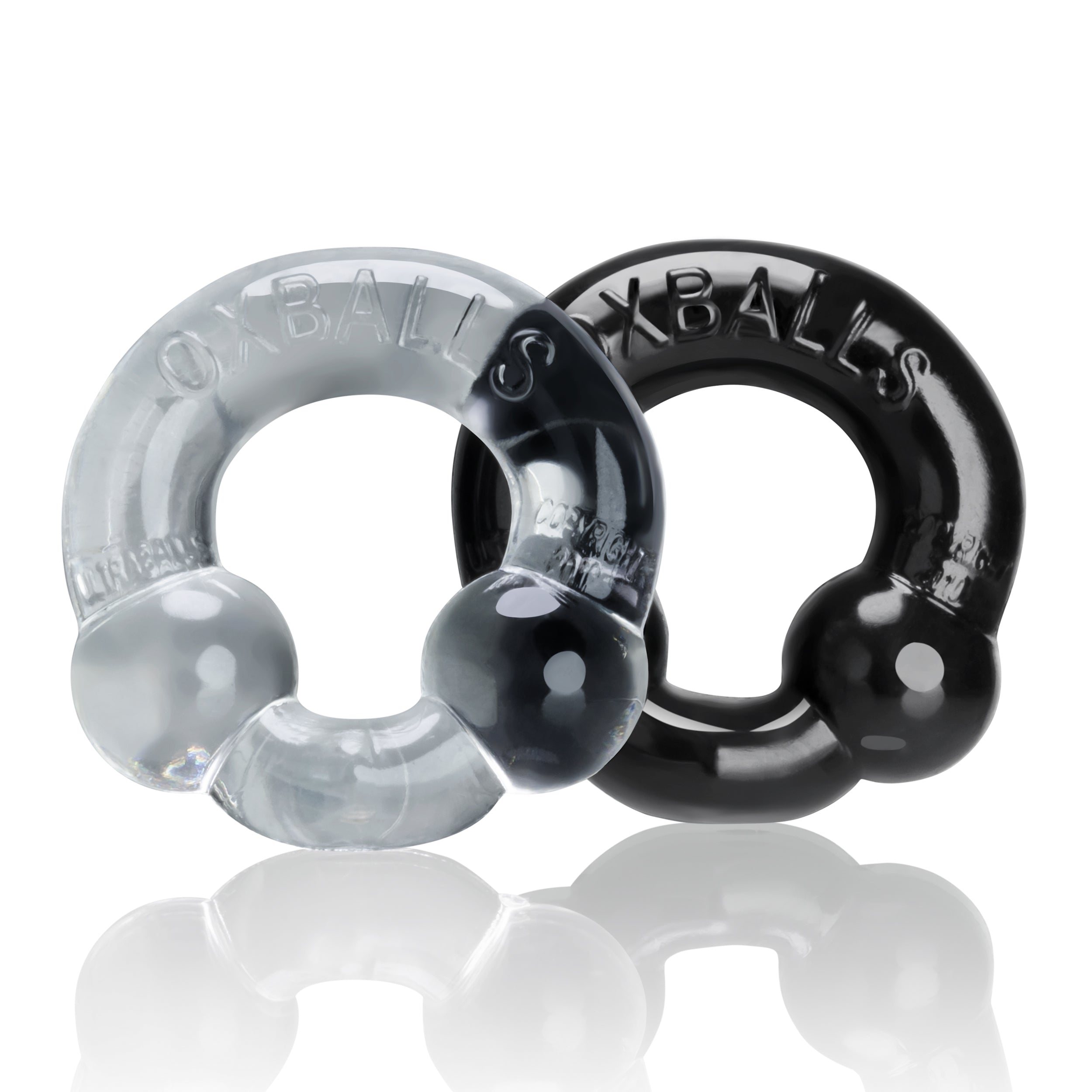Ultraballs 2 Pack Cockring Black and Clear Multi Cockrings