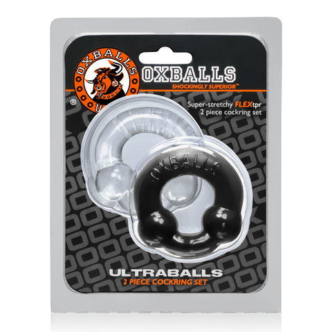 Ultraballs 2 Pack Cockring Black and Clear Cockrings