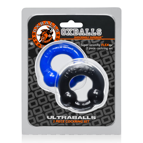 Ultraballs 2 Pack Cockring Black and Police Blue Cockrings