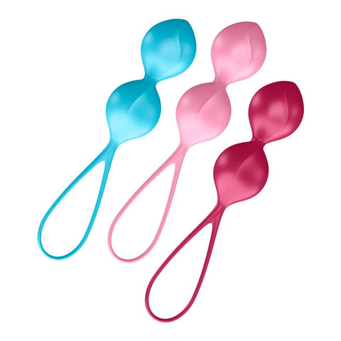 Satisfyer Set of 3 Weighted Double Kegel Training Balls – Silicone Kegel Balls > Sex Toys For Ladies > Kegel Exercise