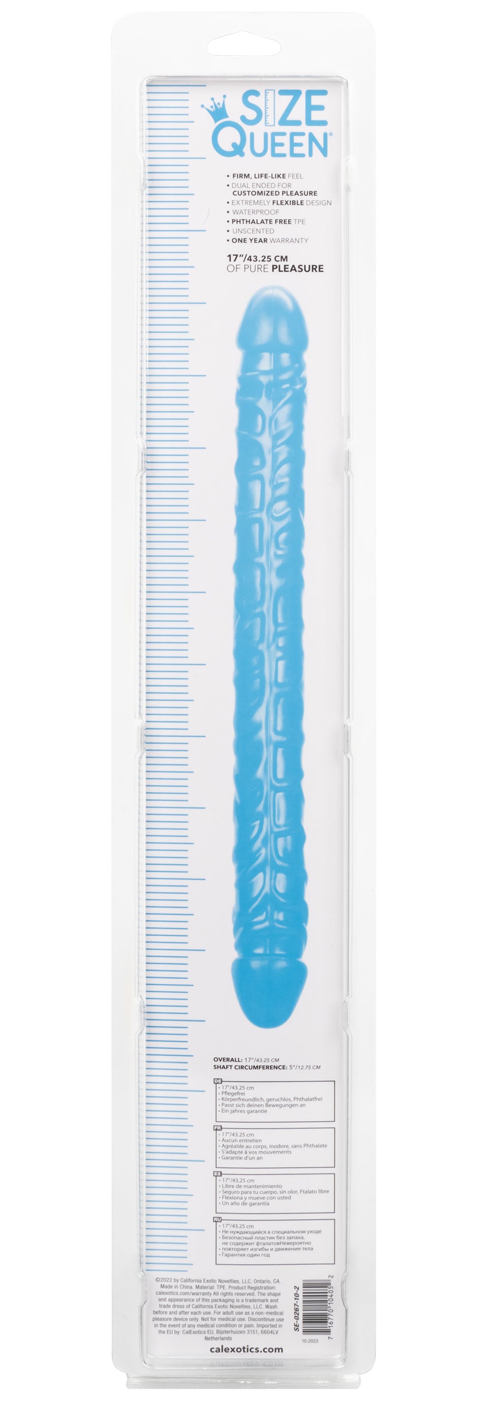 Size Queen 17 Inch Double-Ended Blue Dildo for Intimate Play Double Dongs
