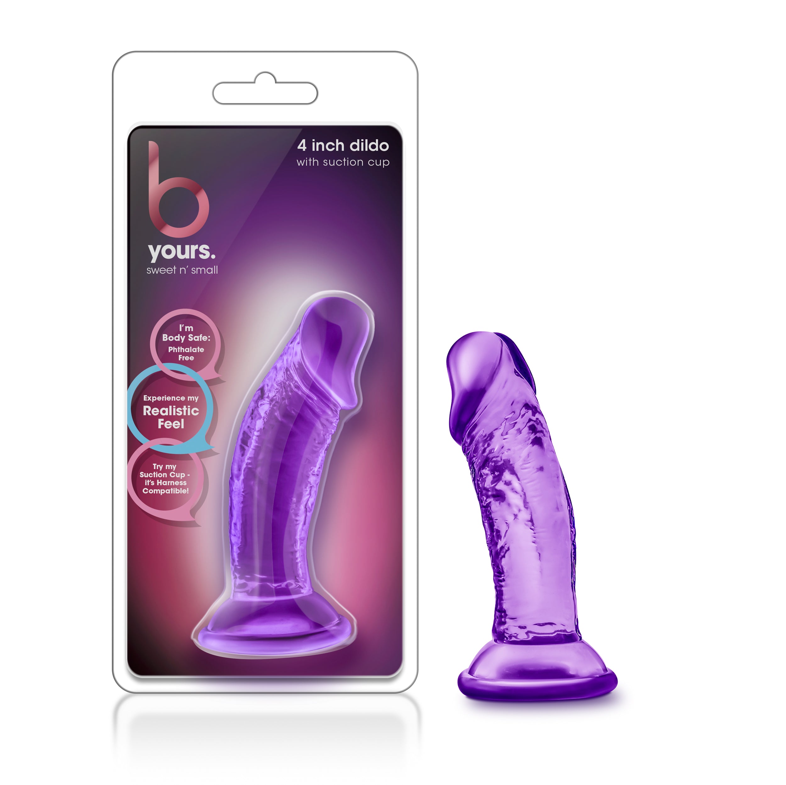 B Yours Purple 4 Inch Small Suction Cup Dildo for Beginners DONGS