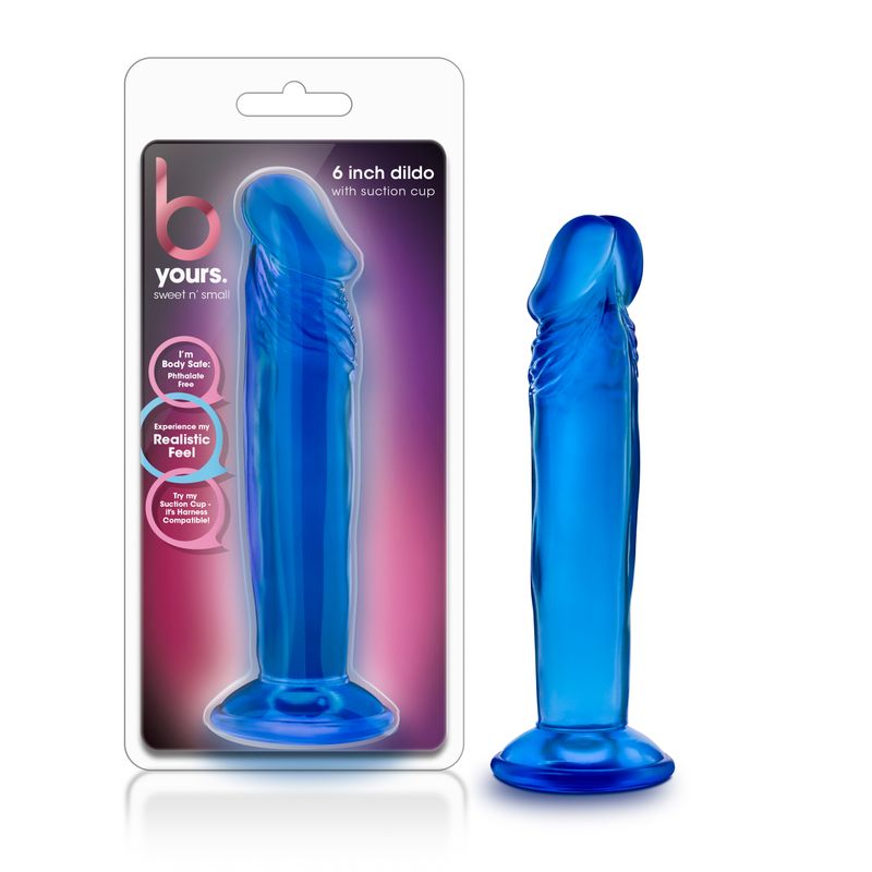 B Yours Sweet N Small 6 Inch Blue Realistic Dildo with Suction Cup > Dildos > Slim Dildos