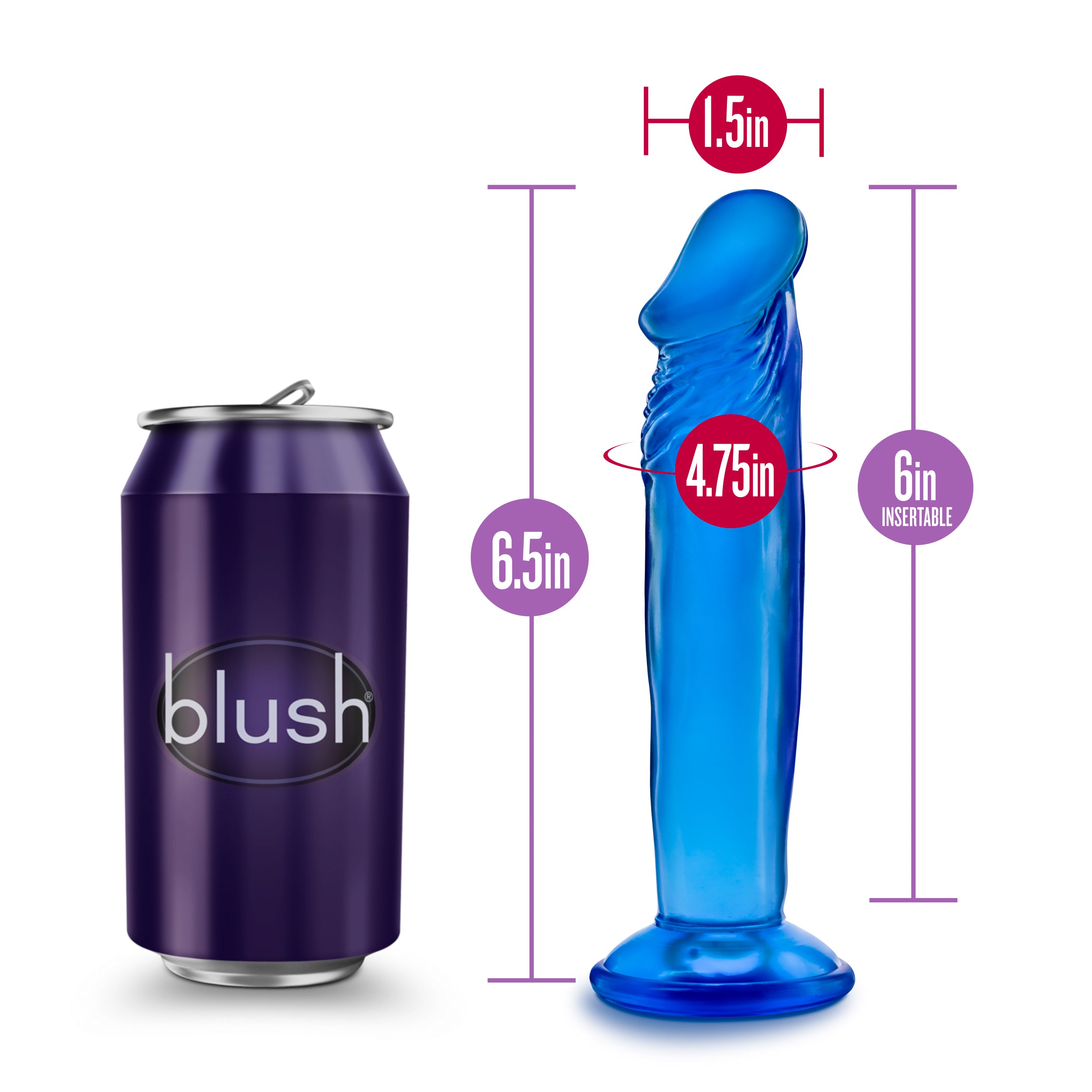 B Yours Sweet N Small 6 Inch Blue Realistic Dildo with Suction Cup > Dildos > Slim Dildos
