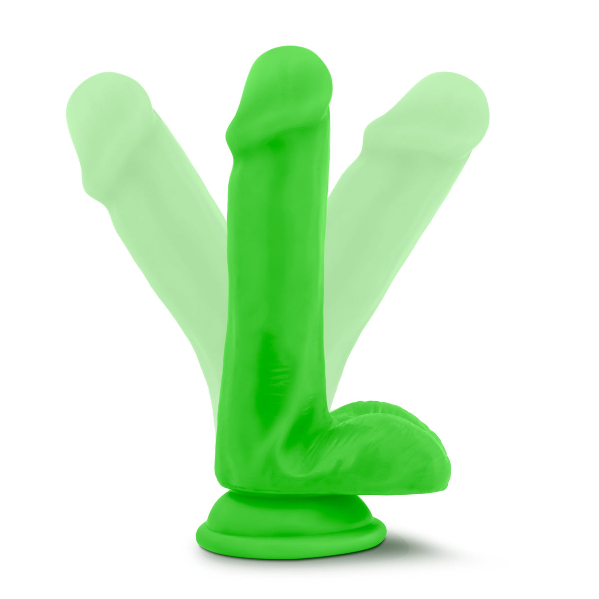 Neo Dual Density 6 Inch Green Dildo with Balls, flexibility
