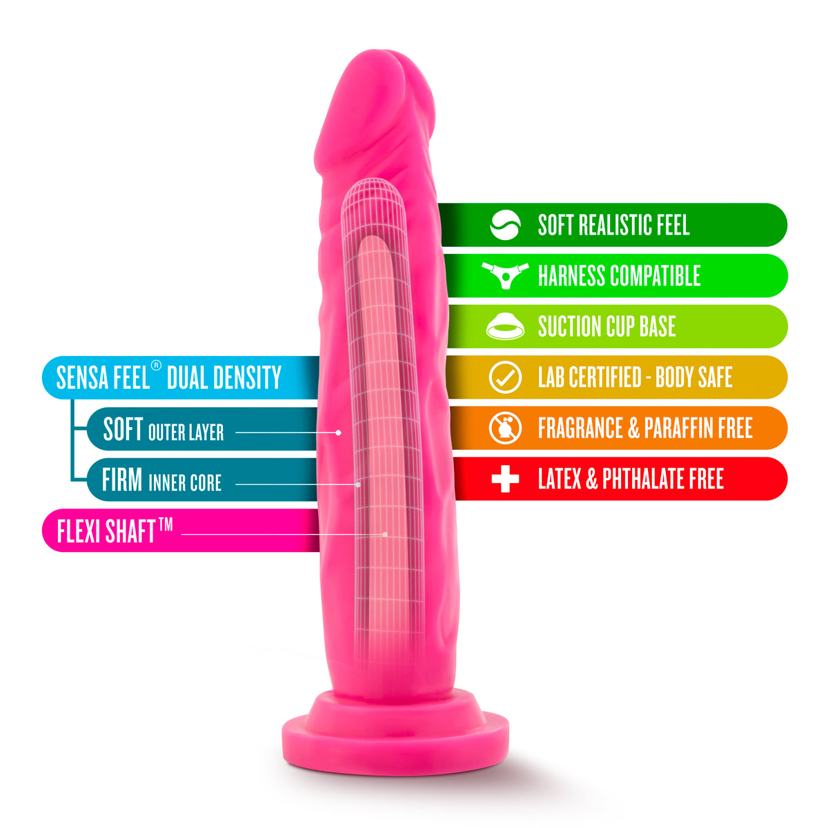 Neo Dual Density Cock 7.5 Inch Neon Pink Dildo > Dildos > Realistic Dildos