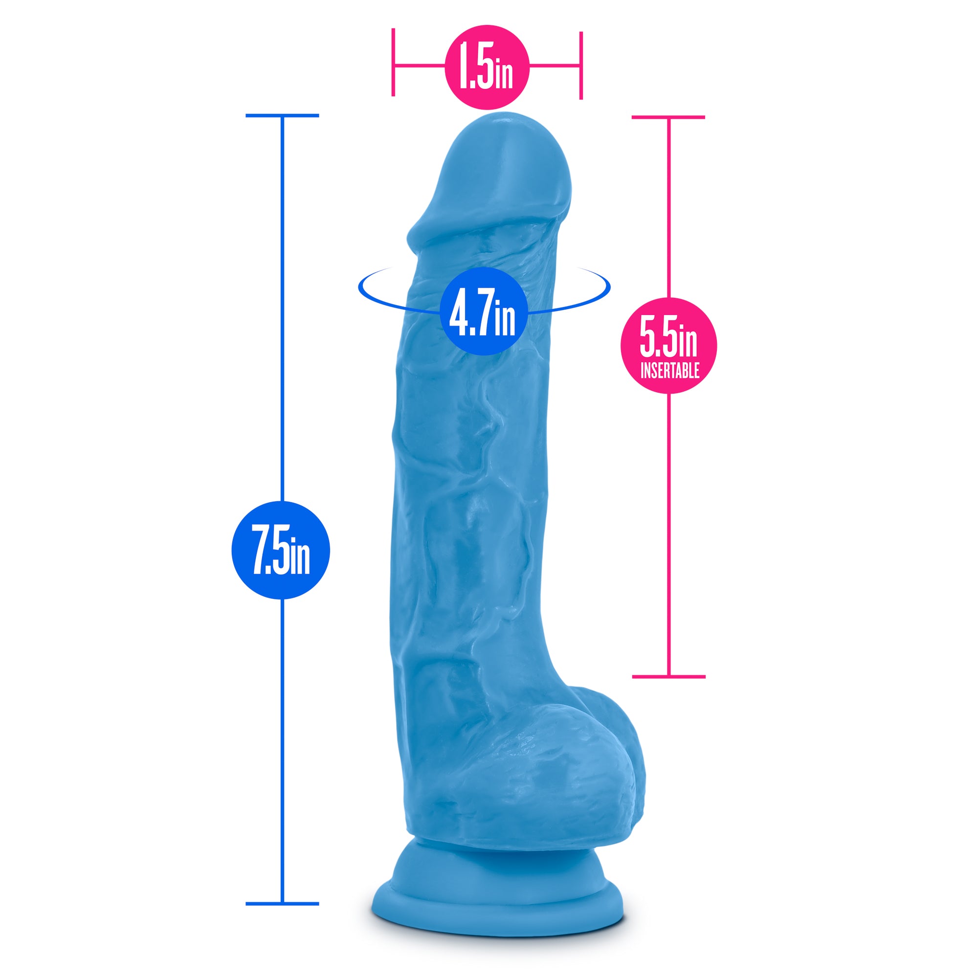 Neo Dual Density Cock With Balls 7 Inch Neon Blue Dildo DONGS