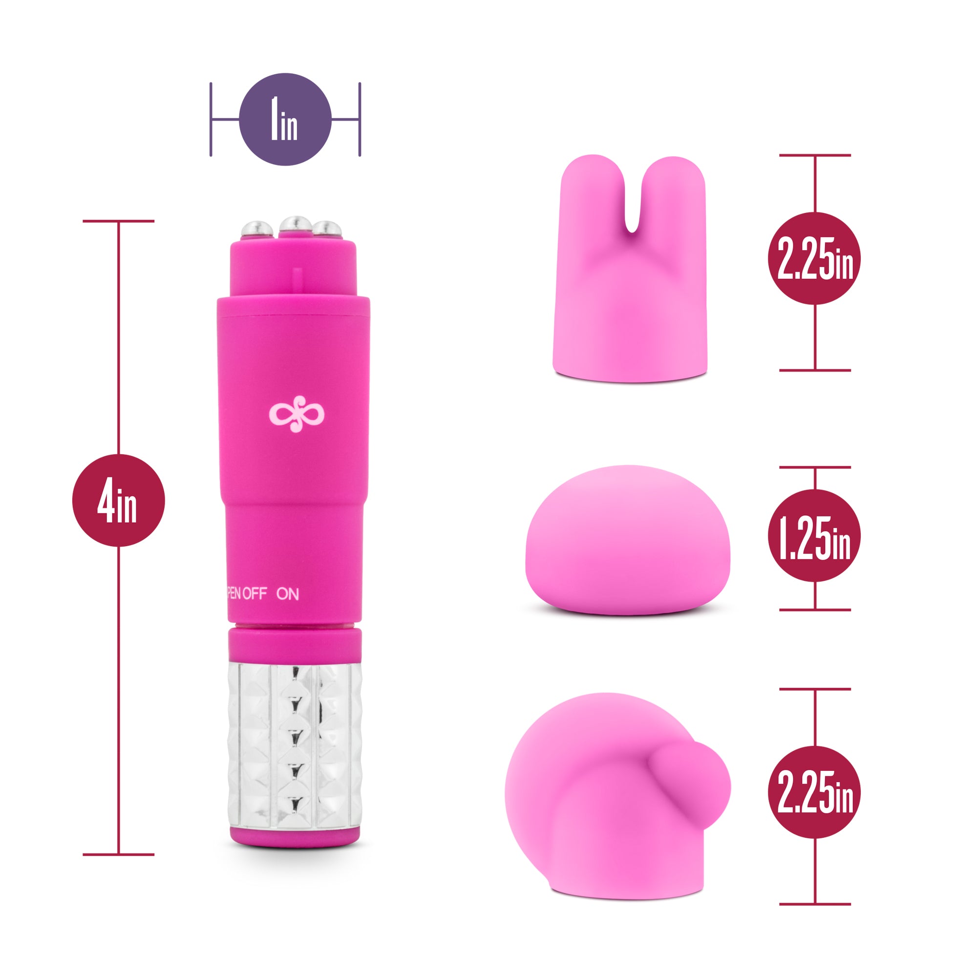 Rose Revitalize Massage Kit Pink with 3 Silicone Attachments Finger Stimulator