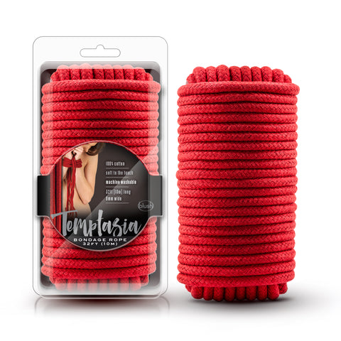 Temptasia Bondage Rope 10 Meter Red Cotton Restraint Rope for Sensual Play Red Rope
