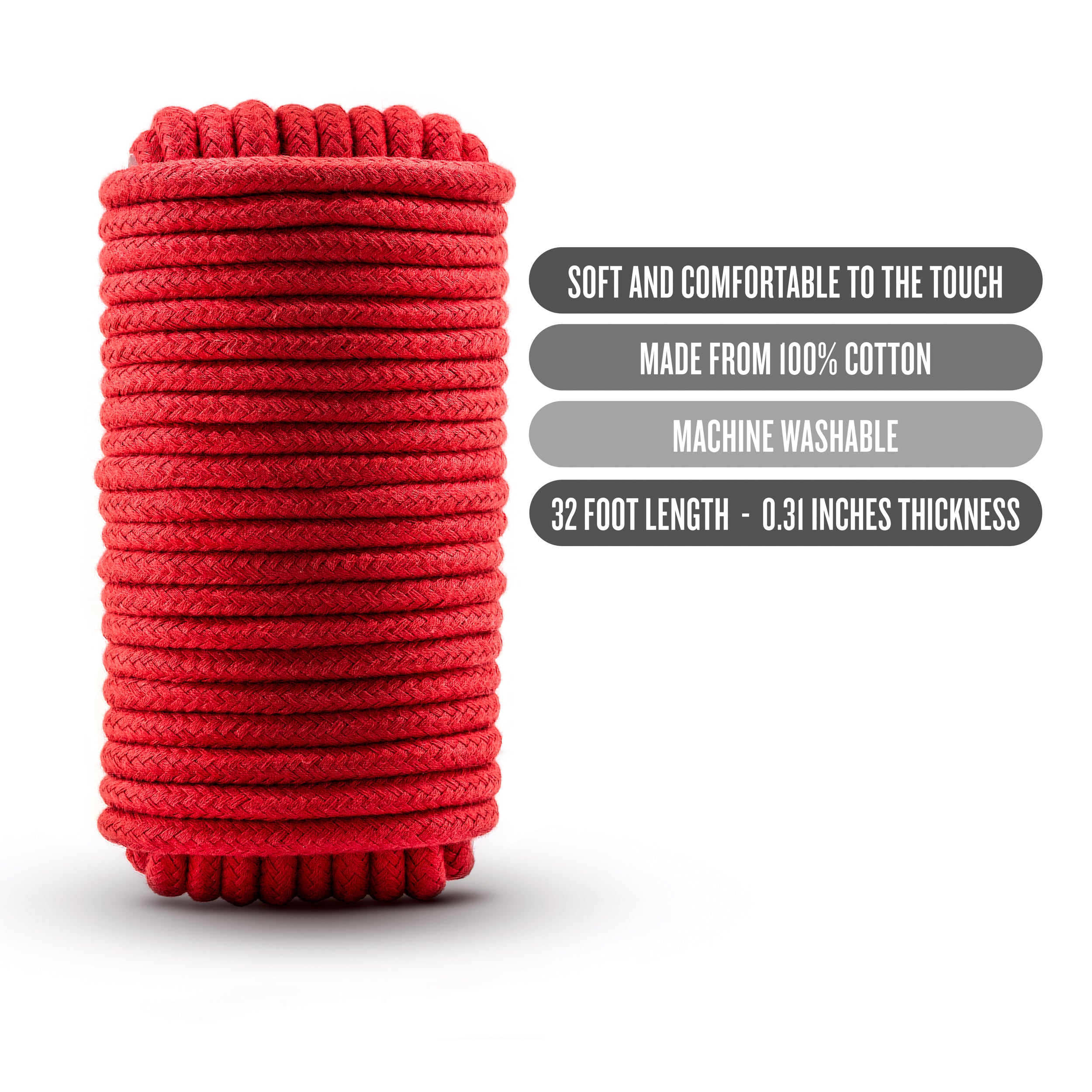 Temptasia Bondage Rope 10 Meter Red Cotton Restraint Rope Secondary image