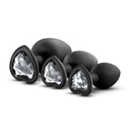 Luxe Bling Plugs Training Kit – 3 Sizes Silicone Anal Plugs with Heart Gems > Anal Range > Butt Plug Kits