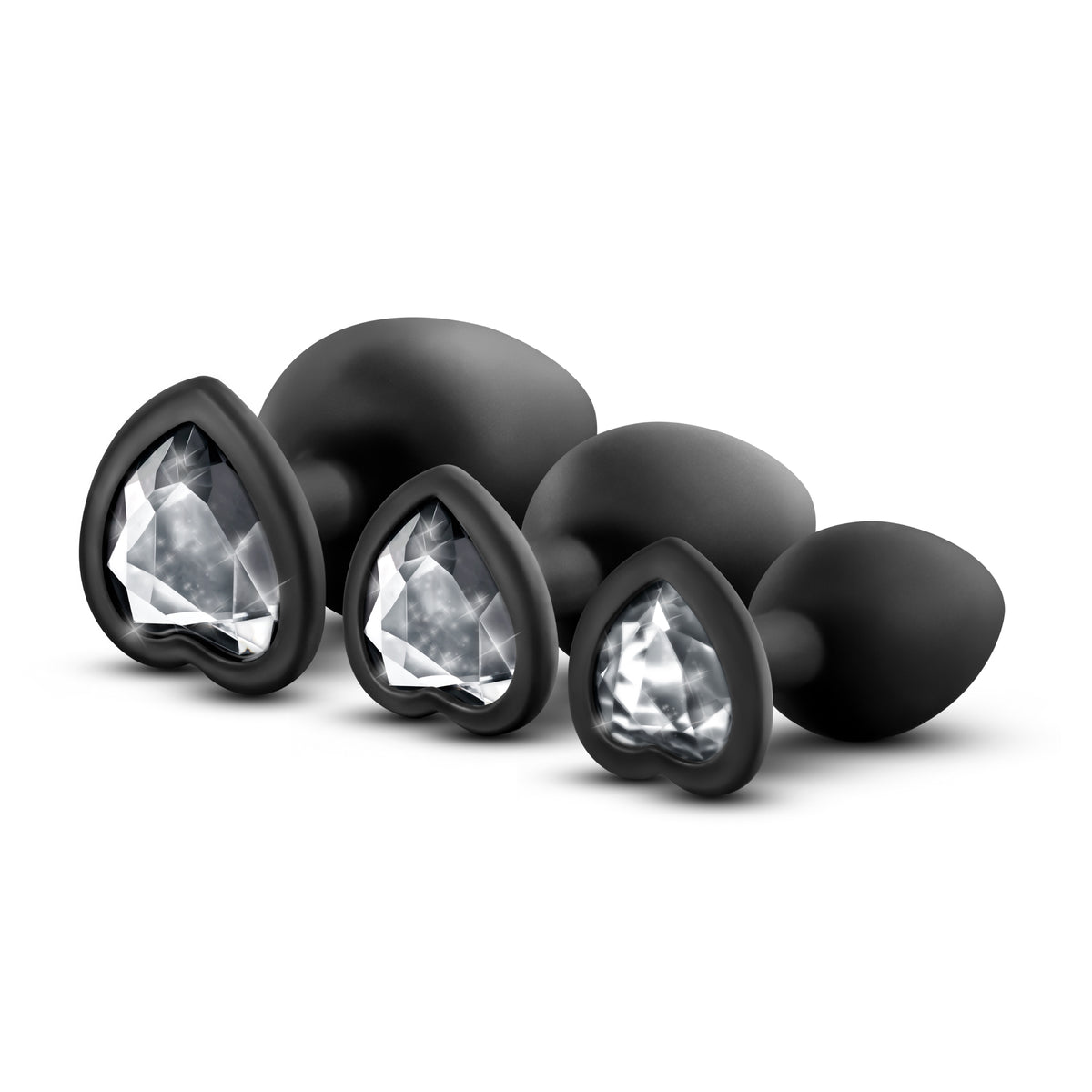 Luxe Bling Plugs Training Kit – 3 Sizes Silicone Anal Plugs with Heart Gems > Anal Range > Butt Plug Kits