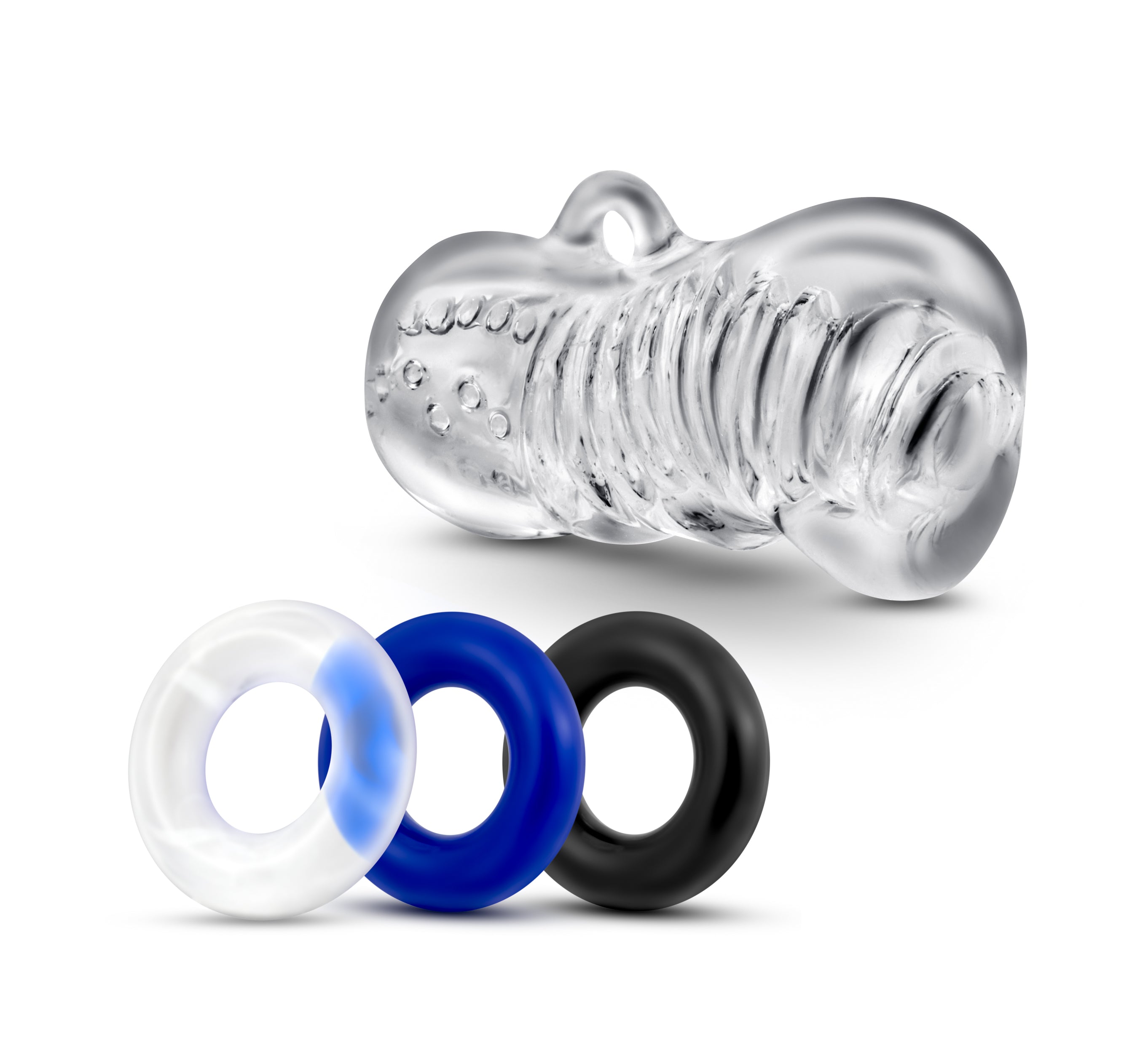 Quickie Kit Jerk Off Clear Stroker with Cock Rings Strokers - Manual