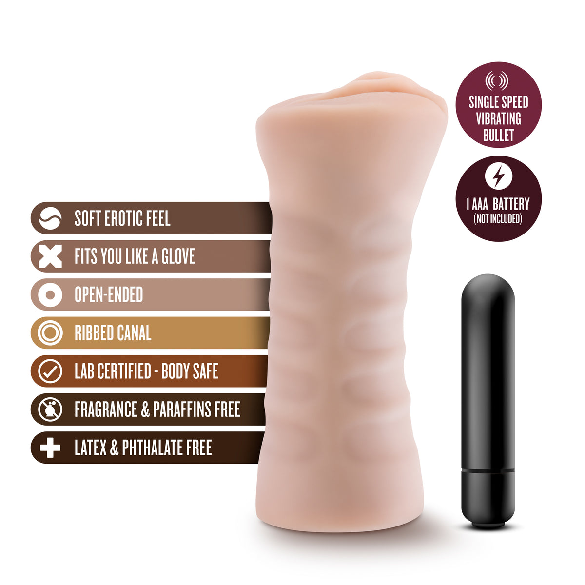 M For Men Rain Vanilla Realistic Vibrating Sleeve > Sex Toys For Men > Masturbators > Vibrating