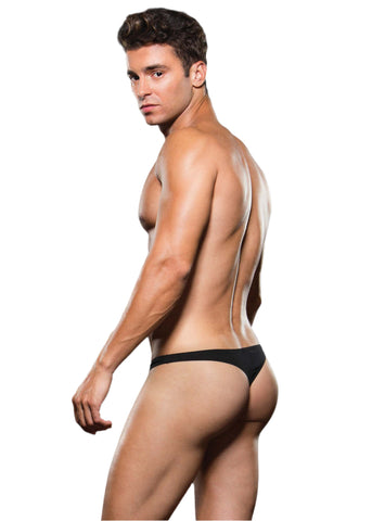 Microfibre Low Rise Zip Thong Black Black Medium Large Mens Thongs