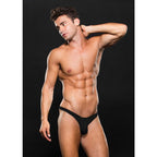Microfibre Low Rise Zip Thong Black > Clothes > Mens Thongs
