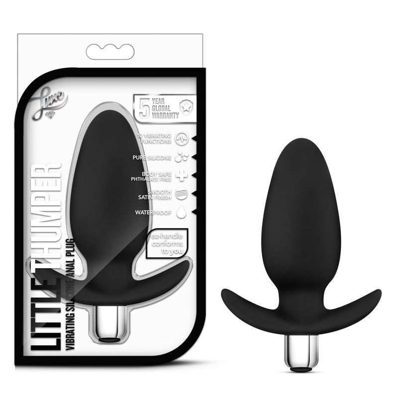 Luxe Little Thumper Black Vibrating Anal Plug 4 Inch Butt Plugs - Vibrating