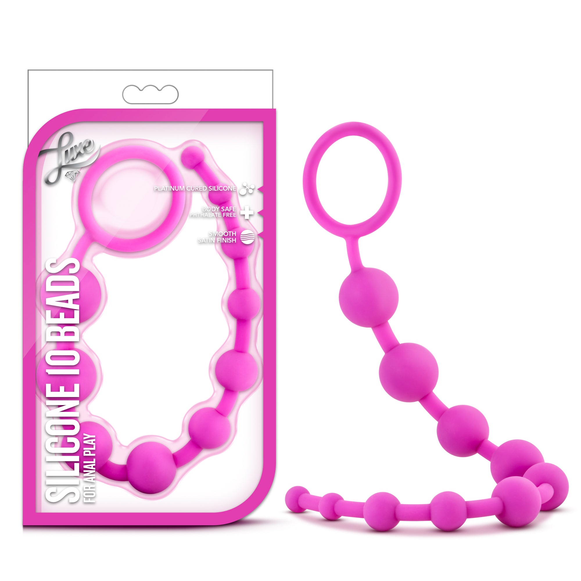 Luxe Silicone 10 Beads Pink 12.5 Inch Anal Toy Pink > Anal Range > Anal Beads