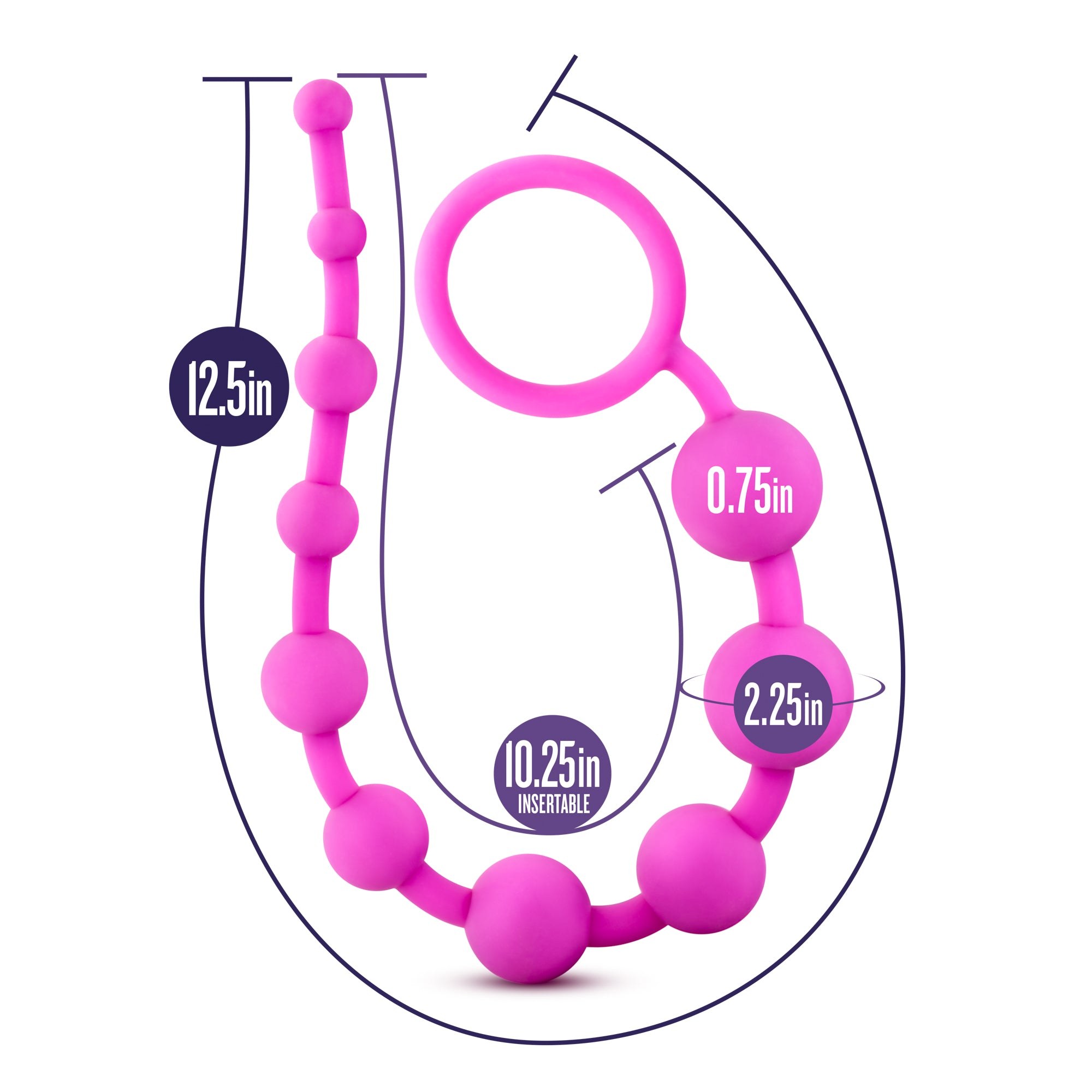 Luxe Silicone 10 Beads Pink 12.5 Inch Anal Toy > Anal Range > Anal Beads
