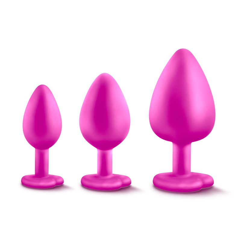 Luxe Bling Plugs Training Kit Pink With White Gems 3 Sizes (2.8 Inch) > Anal Range > Butt Plug Kits