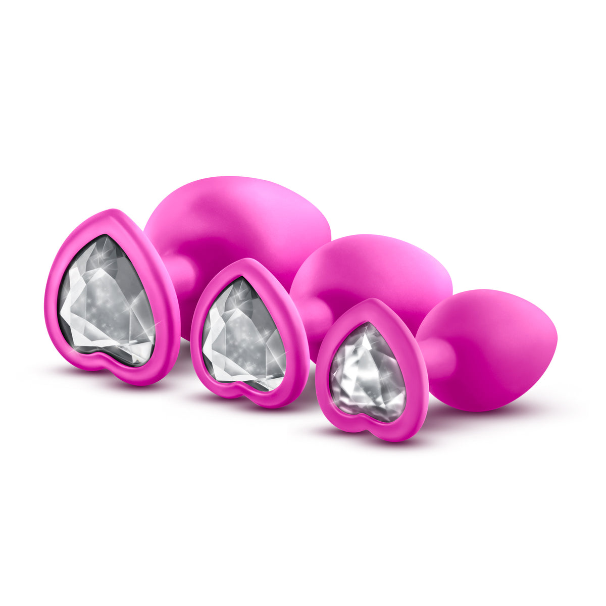 Luxe Bling Plugs Training Kit Pink With White Gems 3 Sizes (2.8 Inch) > Anal Range > Butt Plug Kits