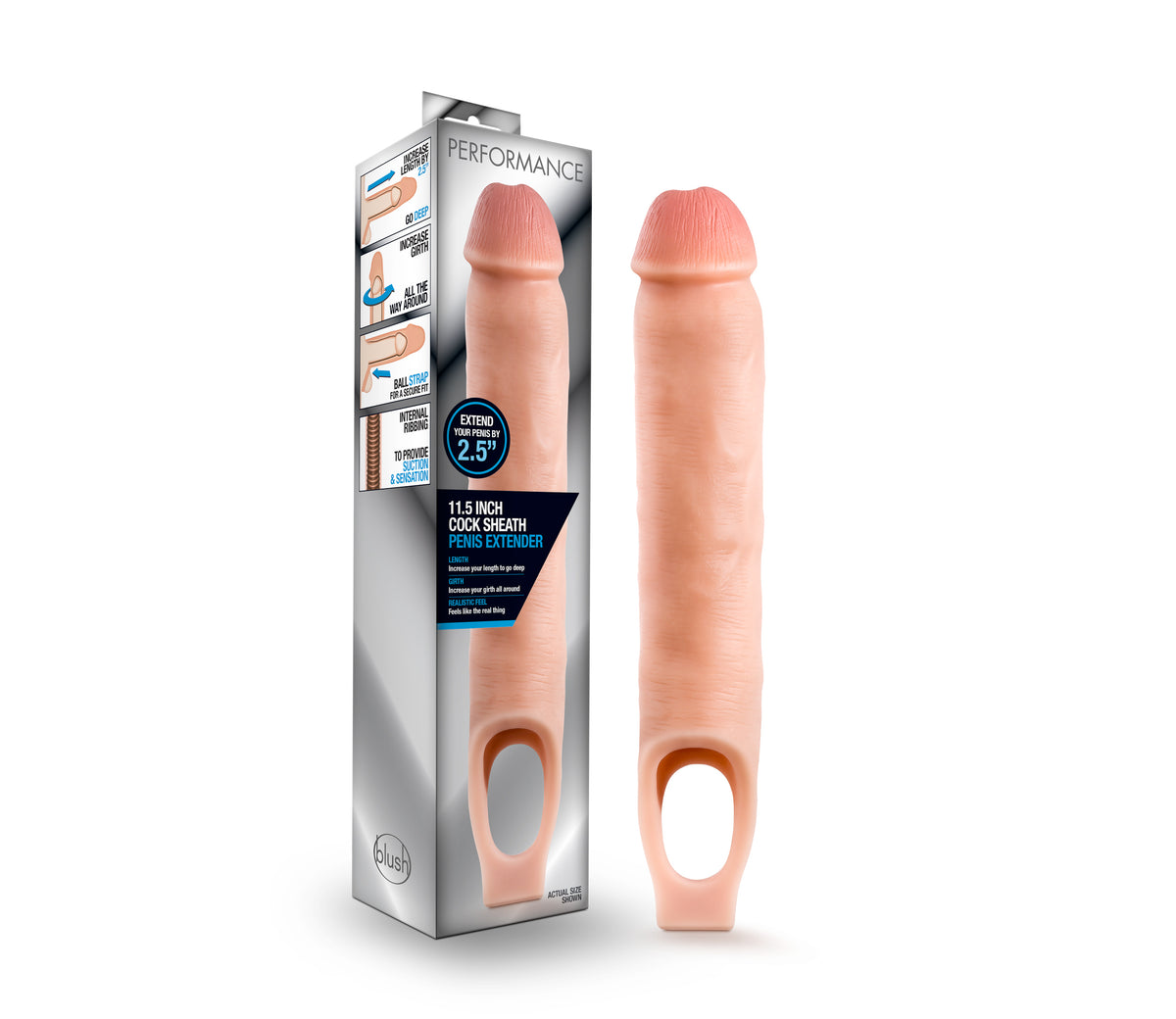 Performance 11.5 Inch Cock Sheath Penis Extender Vanilla Soft > Sex Toys For Men > Penis Sleeves