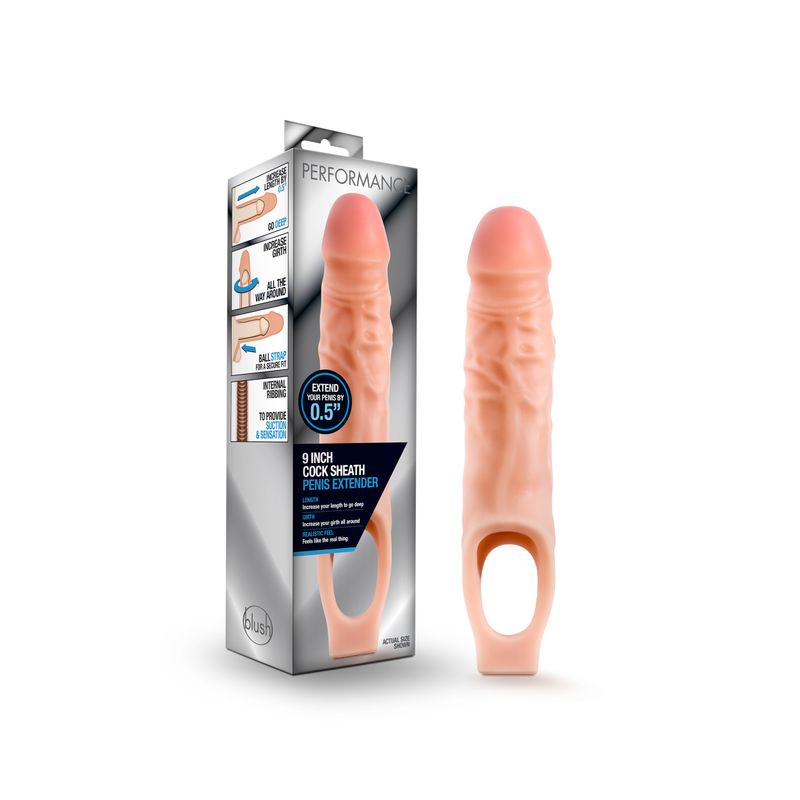 Performance 9 Inch Cock Sheath Penis Extender with Vanilla Scent > Sex Toys For Men > Penis Sleeves