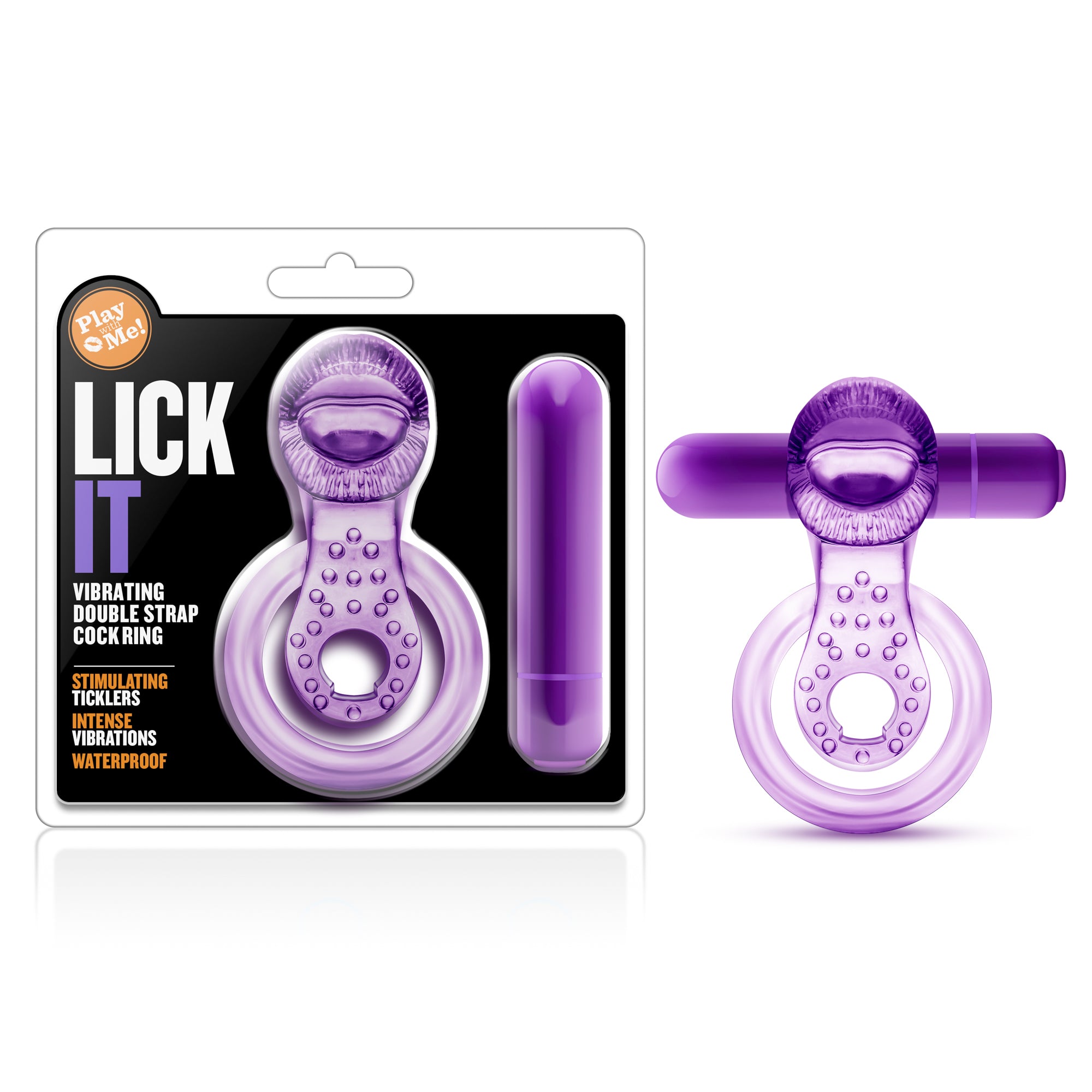 Vibrating Double Strap Cockring in Purple Secondary image