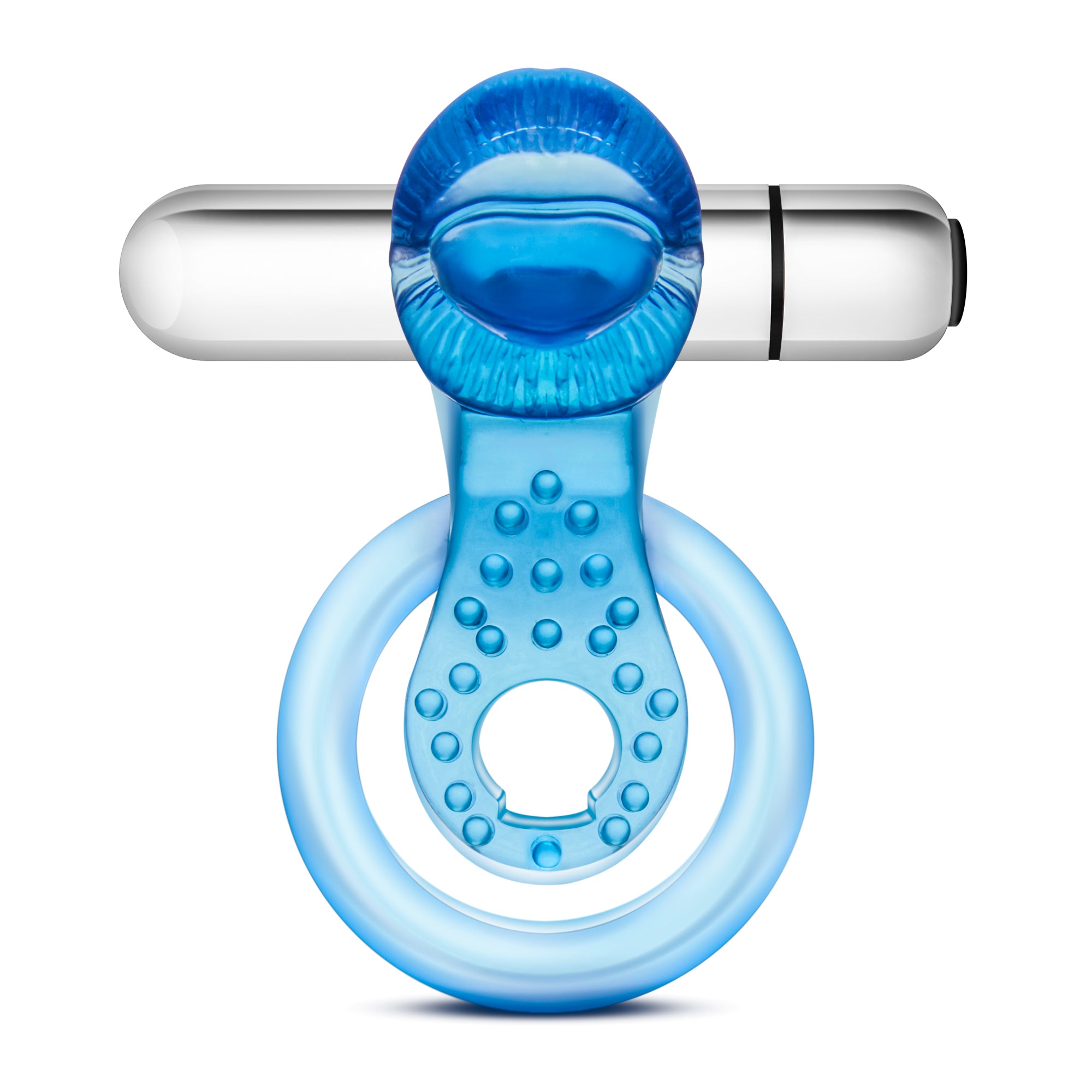 Stay Hard 10 Function Vibrating Tongue Ring Adult Toy Blue Cock Rings Vibrating