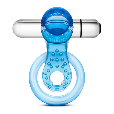 Stay Hard 10 Function Vibrating Tongue Ring Adult Toy Blue Cock Rings Vibrating