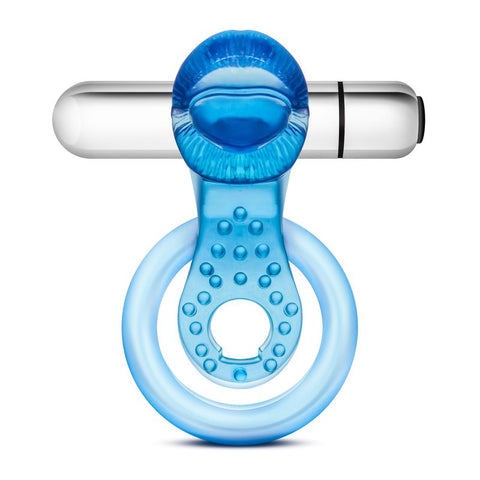 Stay Hard 10 Function Vibrating Tongue Ring Adult Toy Blue Cock Rings Vibrating