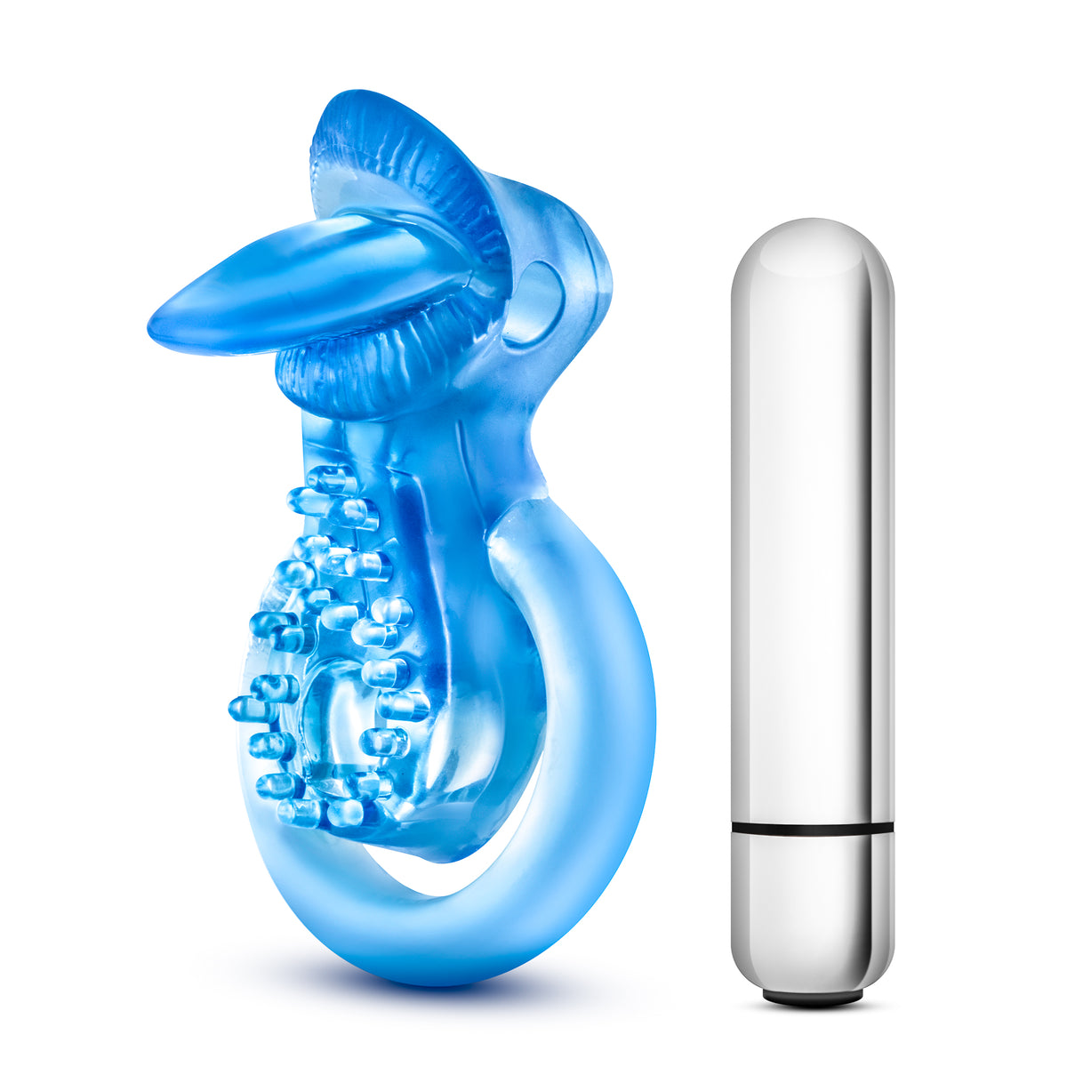 Stay Hard 10 Function Vibrating Tongue Ring Blue > Cock Ring > Vibrating
