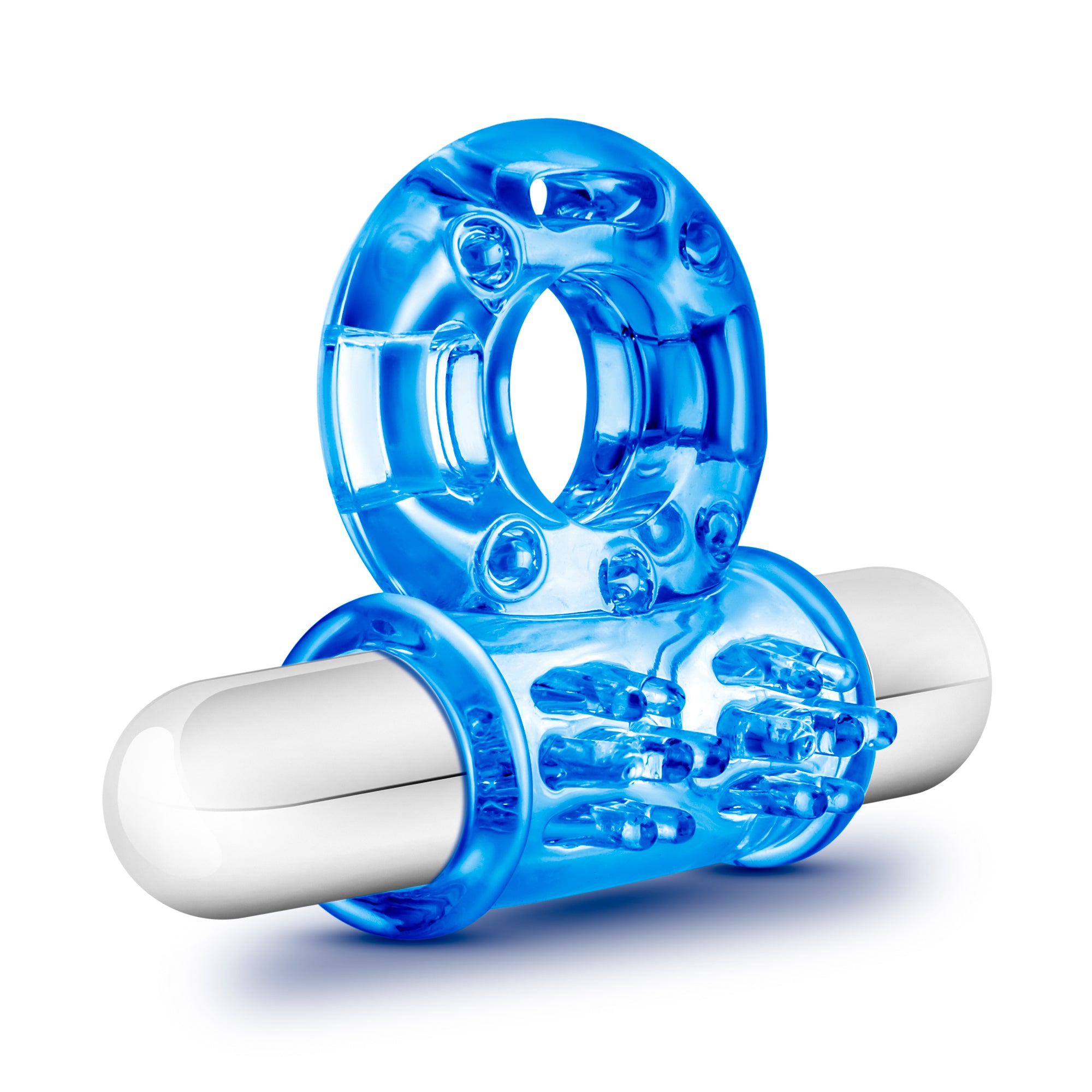 Stay Hard Vibrating Bull Ring (Blue) – 10 Function Vibrating Cock Ring Secondary image