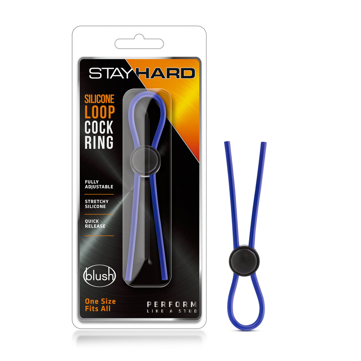 Stay Hard Silicone Loop Cock Ring Blue > Cock Ring > Adjustable