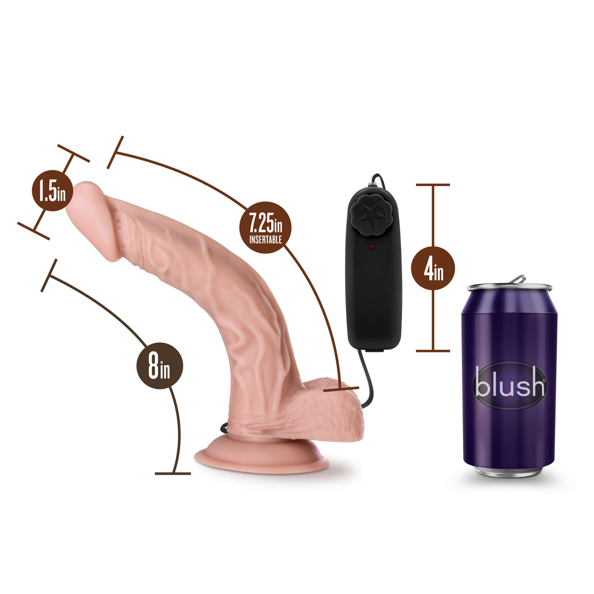 Dr Skin Dr Sean 8 Inch Vibrating Cock with Suction Cup in Vanilla > Vibrators > Realistic Vibrators