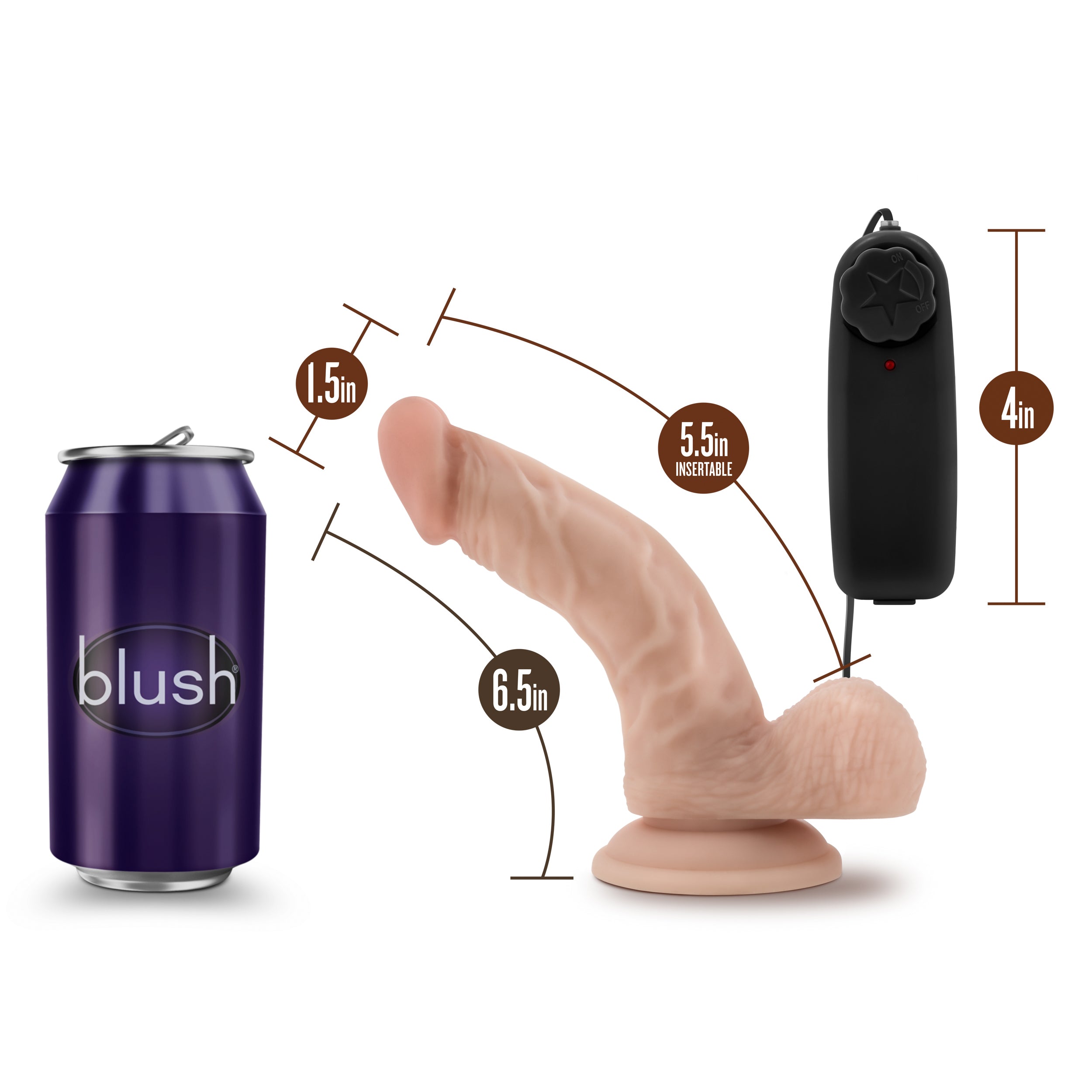 Dr Skin Dr Ken 6.5 Inch Vibrating Cock with Suction Cup Vanilla DONGS Vibrating