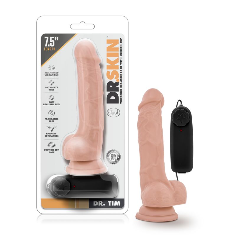 Dr Tim 7.5 Inch Realistic Vibrating Dildo with Suction Cup Vanilla > Vibrators > Realistic Vibrators