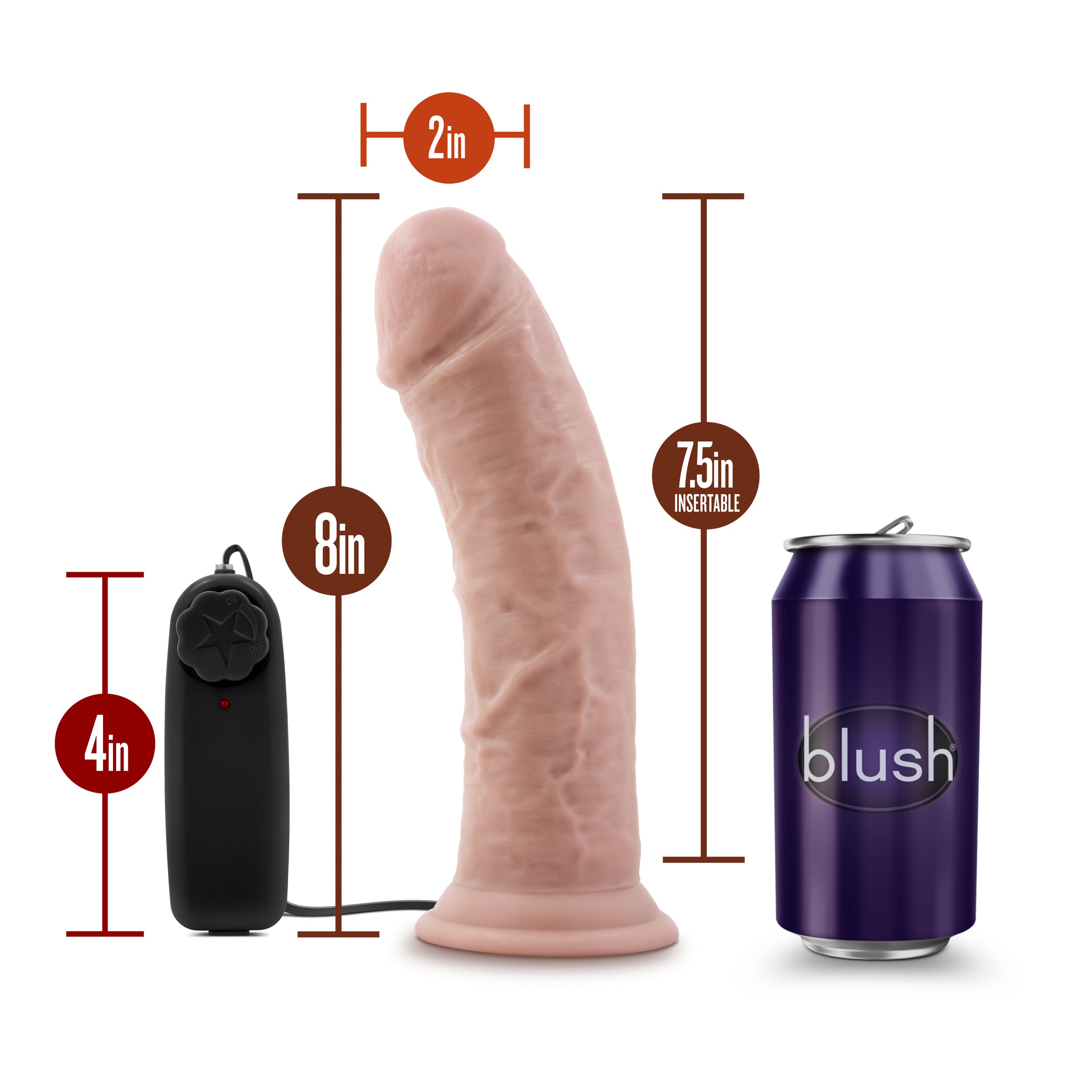 Dr Skin Dr Joe 8 Inch Vibrating Cock with Suction Cup Vanilla DONGS Vibrating