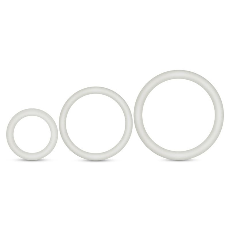 Performance Silicone Cock Ring 3 Pc Set White Glow COCK RING Set