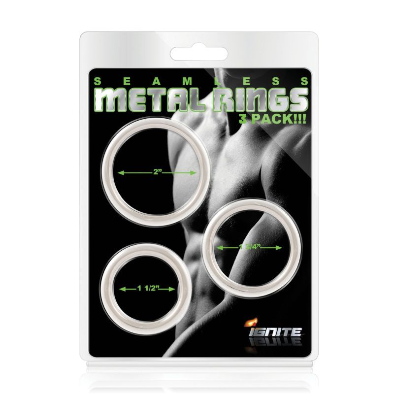 Seamless Metal Cock Ring Set – 3 Sizes 38mm, 44mm, 51mm Cock Rings > Cock Ring > Metal Main image