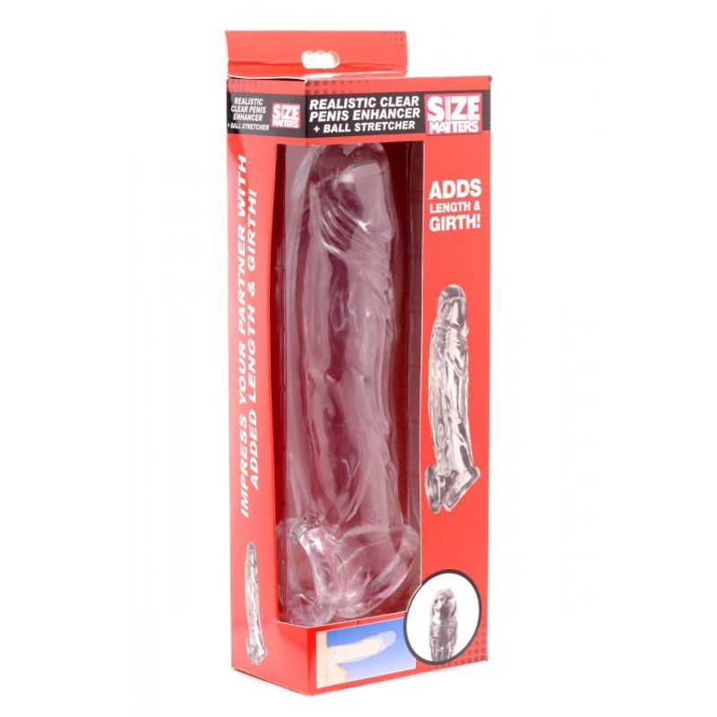 Realistic Clear Penis Enhancer and Ball Stretcher 8 Inch SLEEVES