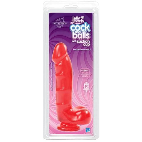 Cock And Balls With Suction Cup Ruby DONGS