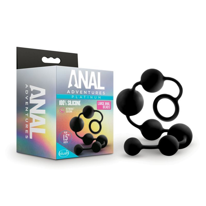 Platinum Silicone Large Black Anal Beads - 16 Inch > Anal Range > Oversized Anal Toys