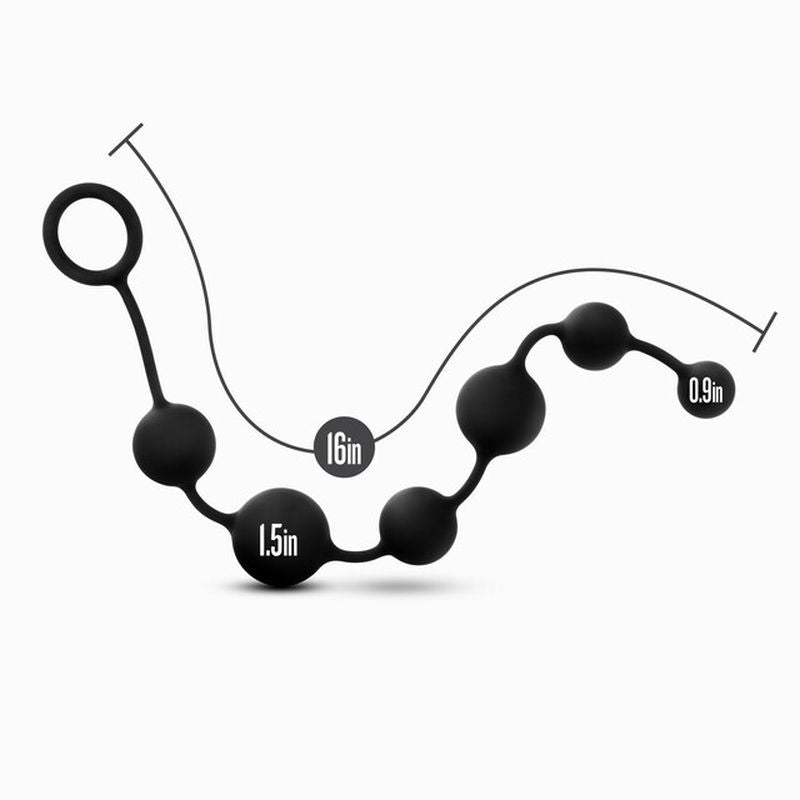 Platinum Silicone Large Black Anal Beads - 16 Inch > Anal Range > Oversized Anal Toys