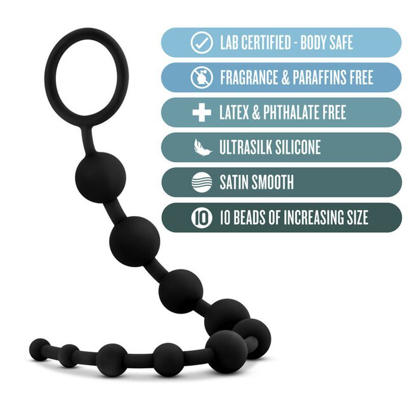 Anal Adventures Platinum Silicone (Black) – Smooth Anal Beads > Anal Range > Anal Beads