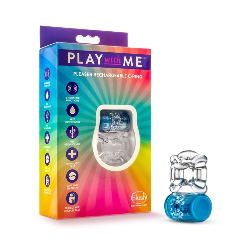 Play With Me Pleaser Cock Ring Blue > Cock Ring > Vibrating
