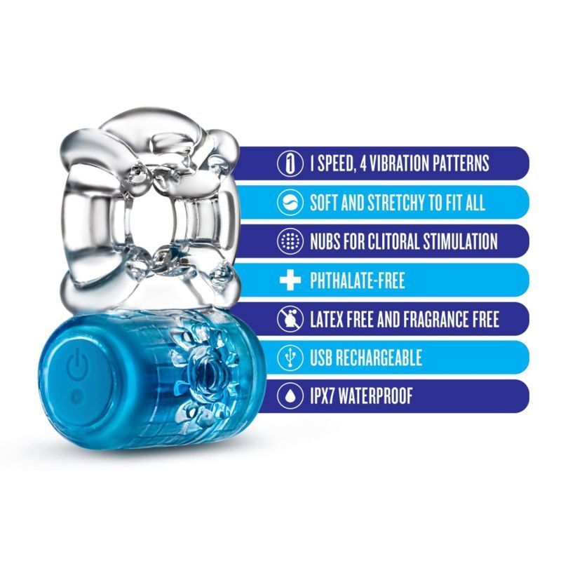Play With Me Pleaser Cock Ring Blue > Cock Ring > Vibrating