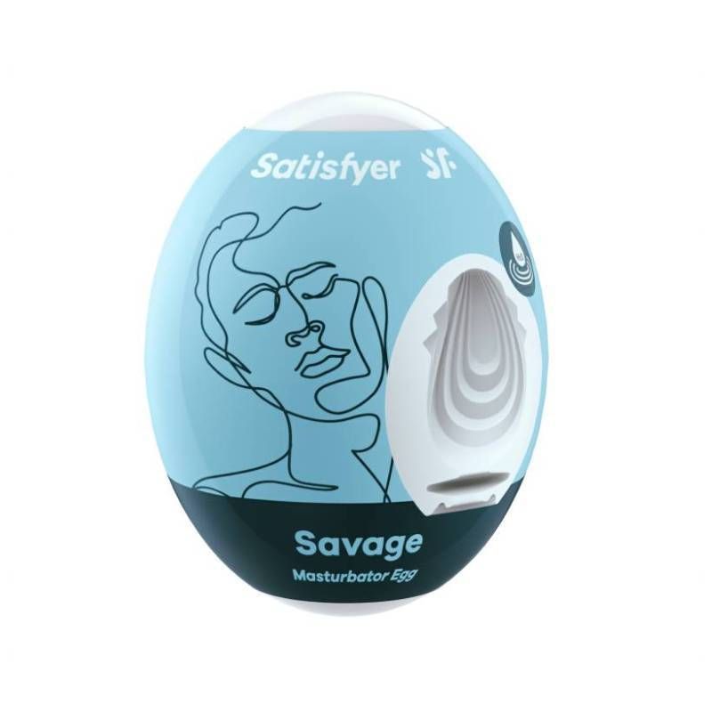 Satisfyer Masturbator Egg Savage – Hydro-Active Material Compact Male Masturbator Toy Blue > Sex Toys For Men > Masturbators Cup