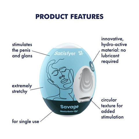 Satisfyer Masturbator Egg Savage Compact Pleasure Toy > Sex Toys For Men > Masturbators Cup
